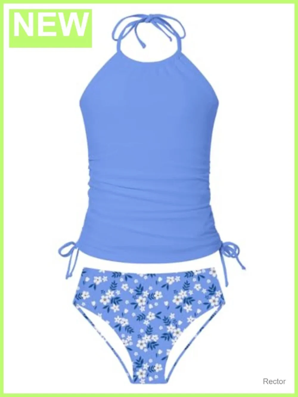 Girls Halter Tankini Swimsuit Drawstring 2 Piece Padded